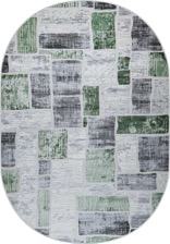 Ковер 38471A, 1,25*1,8, OVAL, GREEN FLS / L.GREY