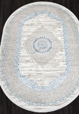 Ковер ALFANI_Q012A, 2*2,9, OVAL, BLUE FDY - CREAM SHRINK