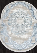 Ковер ALFANI_Q018A, 2*2,9, OVAL, BLUE FDY - CREAM SHRINK
